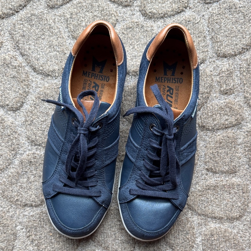 Mephisto Men's Navy and Tan Sneakers - size 7 Men’s